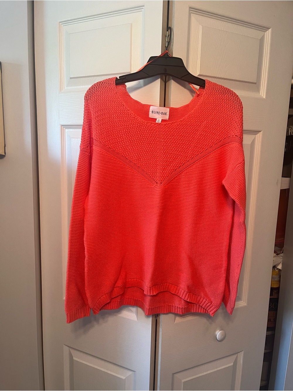 Olive & Oak dark Coral Textured Yoke Knit Sweater